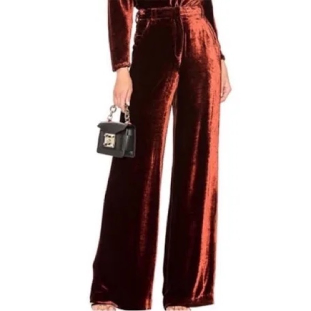 A.L.C. Women's Wide Leg Velvet Pants in Rust